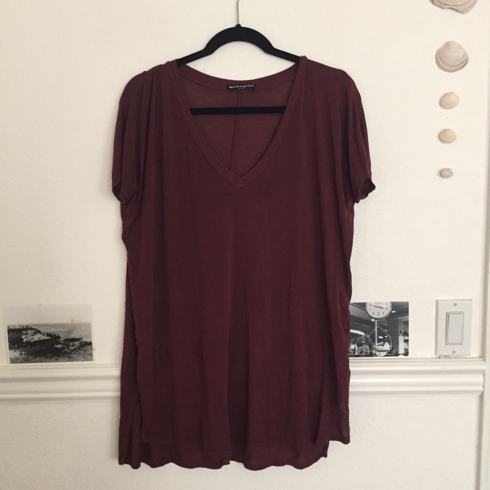 Brandy Melville burgundy low v tee